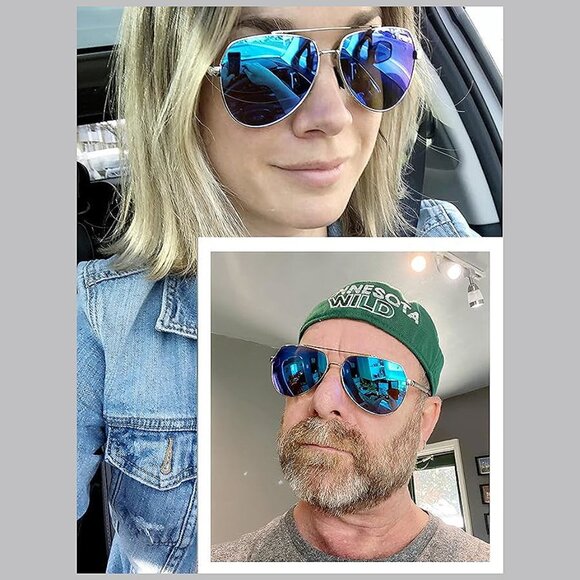 Aviator Sunglasses for Men Women Polarized New , Dark Blue - Picture 5 of 6